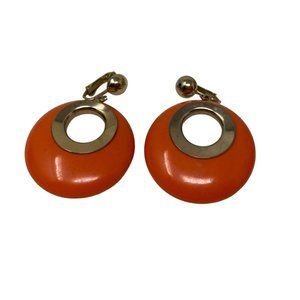 Vintage 1960s Sarah Coventry Orange Goldtone Dangle Earrings Retro